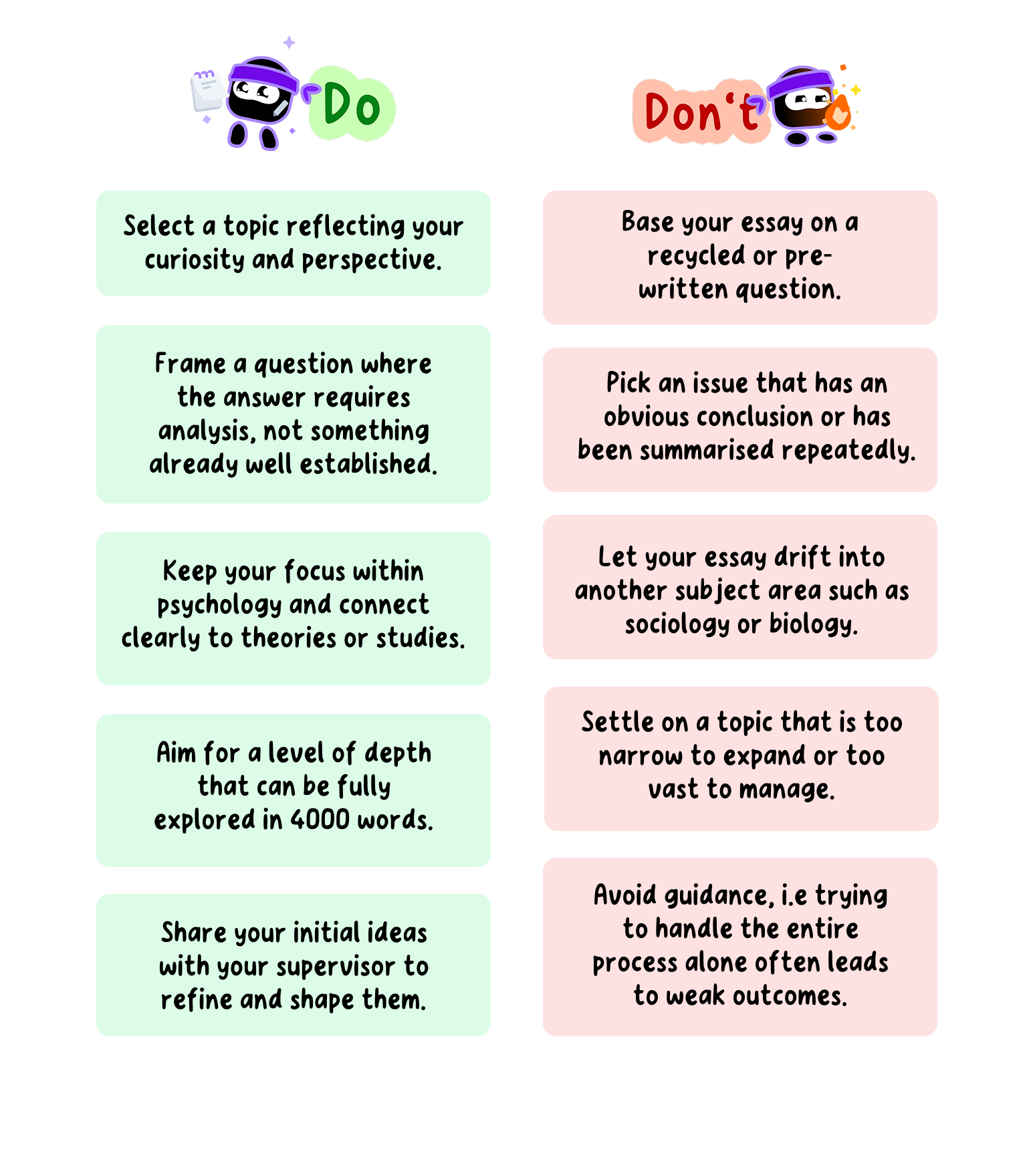 Do's and Don'ts of your Psych EE