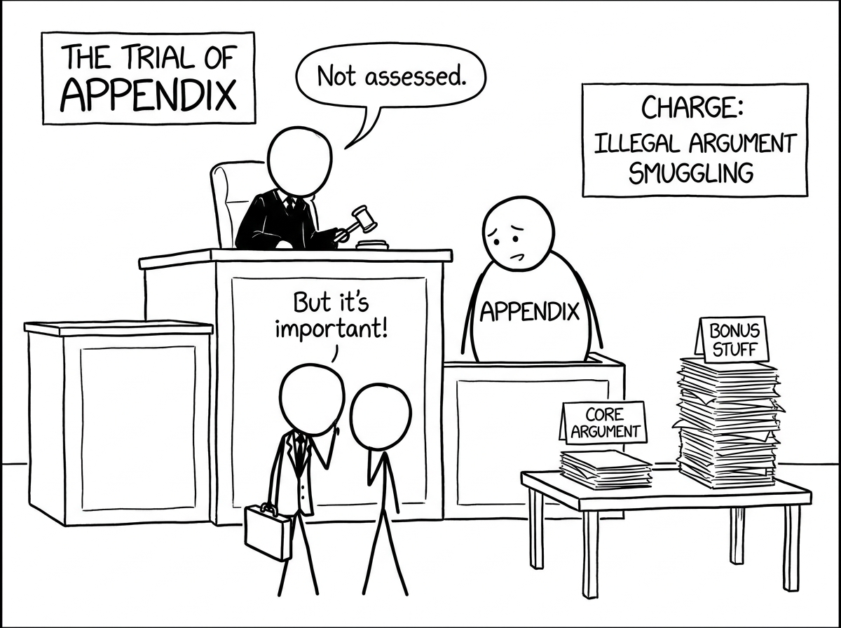 A courtroom puts the Appendix on trial for argument smuggling