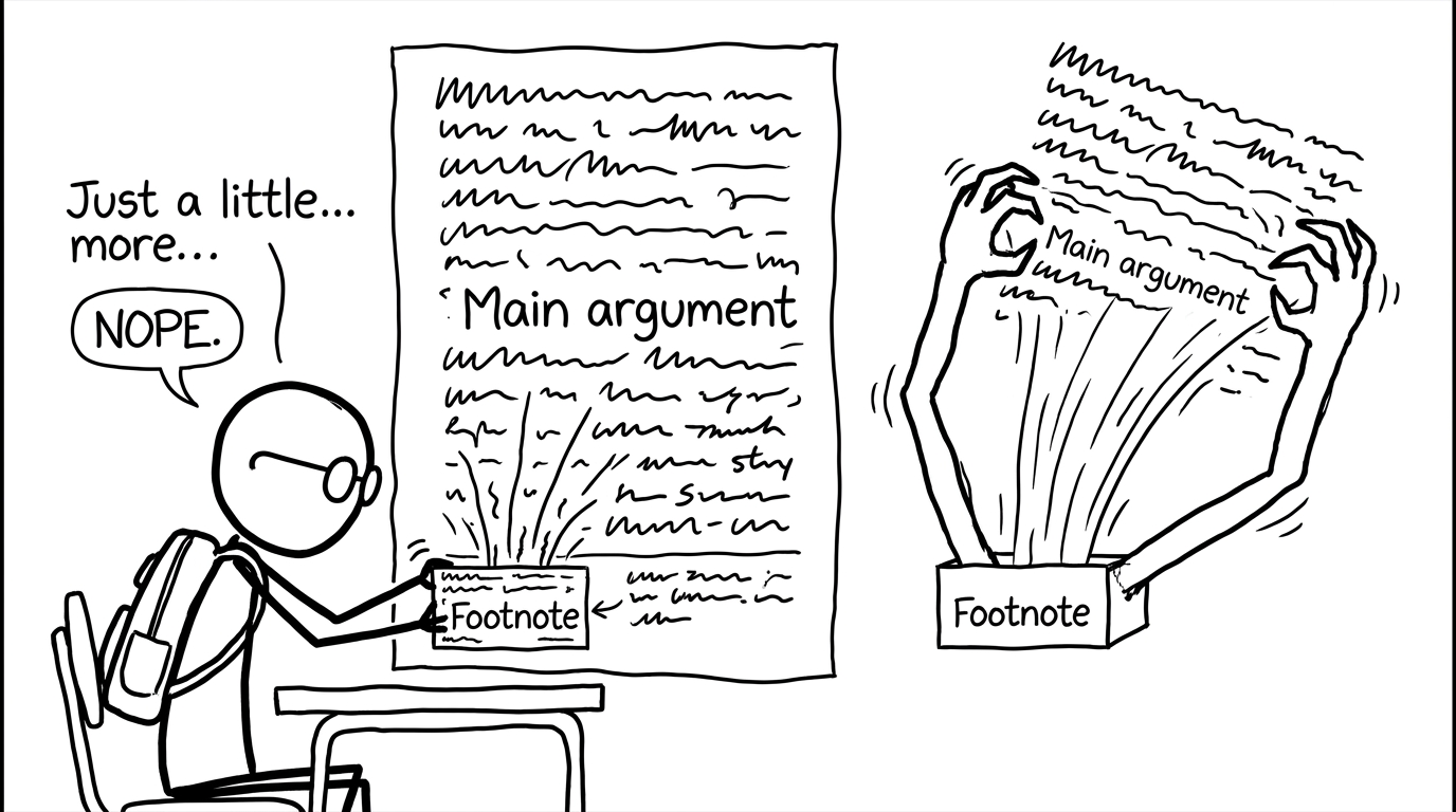 Footnote monster drags analysis back into main text