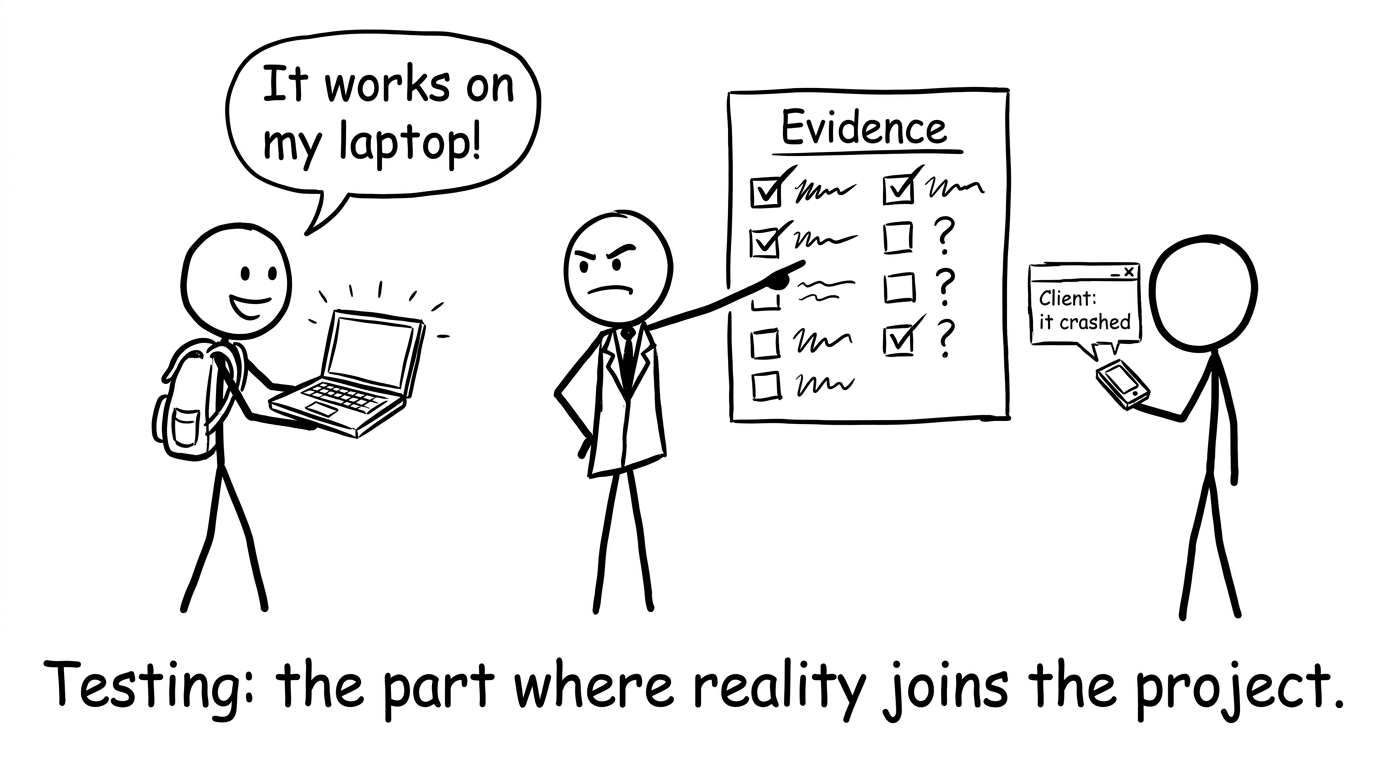 Testing: the part where reality joins the project.
