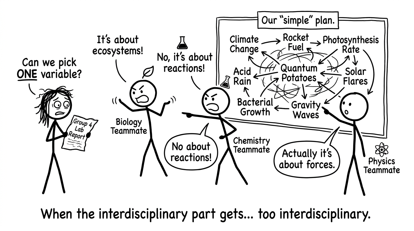 Students arguing about a Group 4 topic