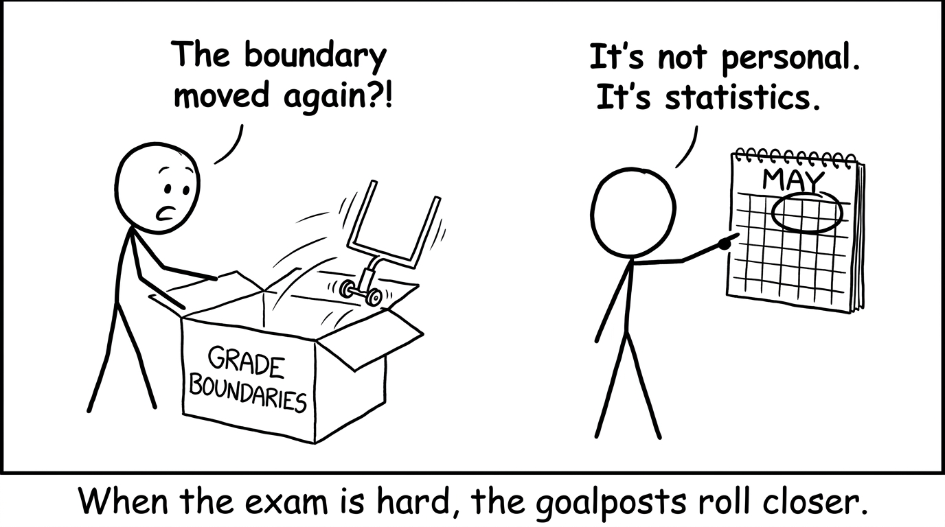 Grade boundaries moving goalposts comic