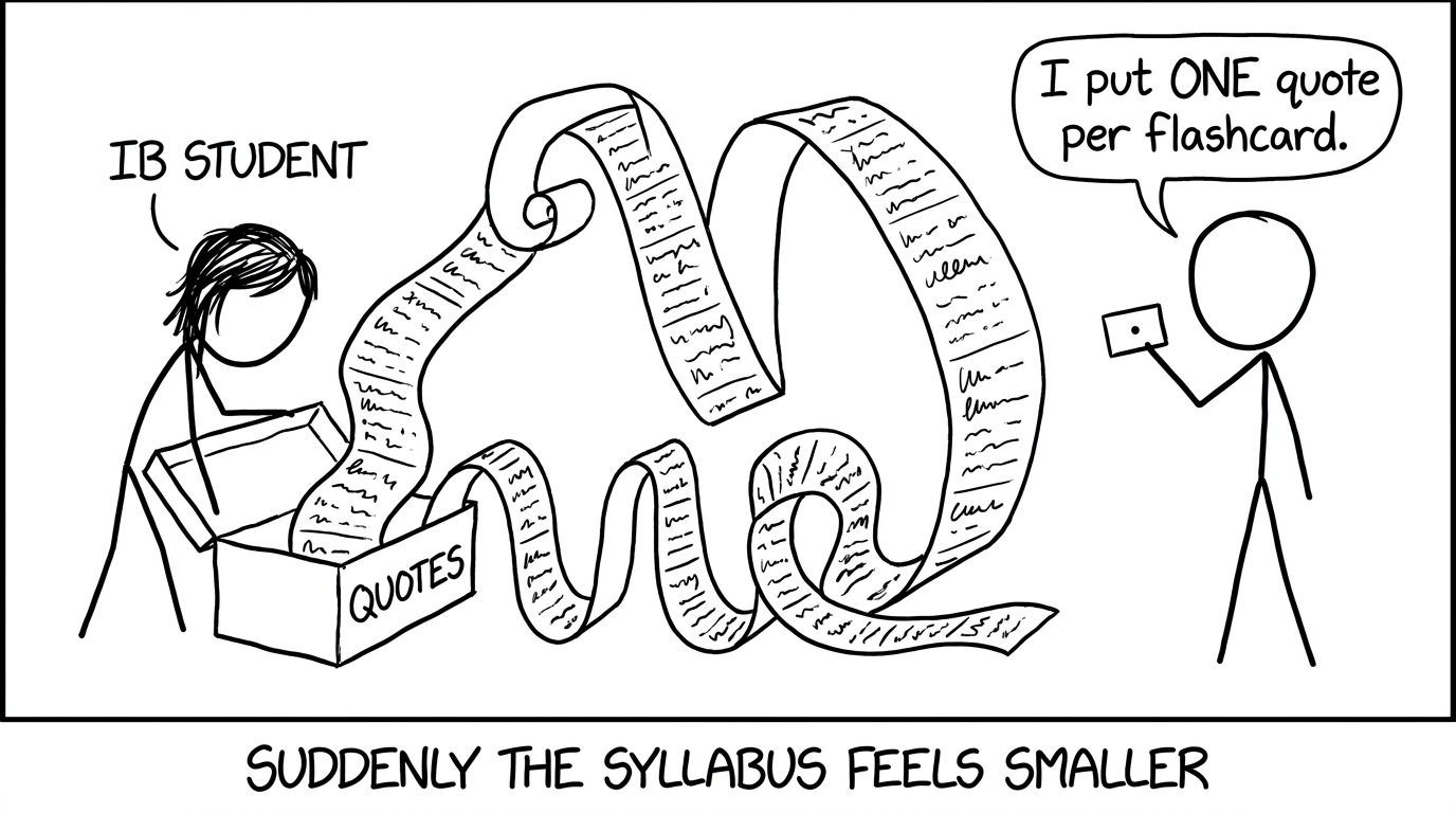 A stick-figure joke about quote overload vs one-card-at-a-time