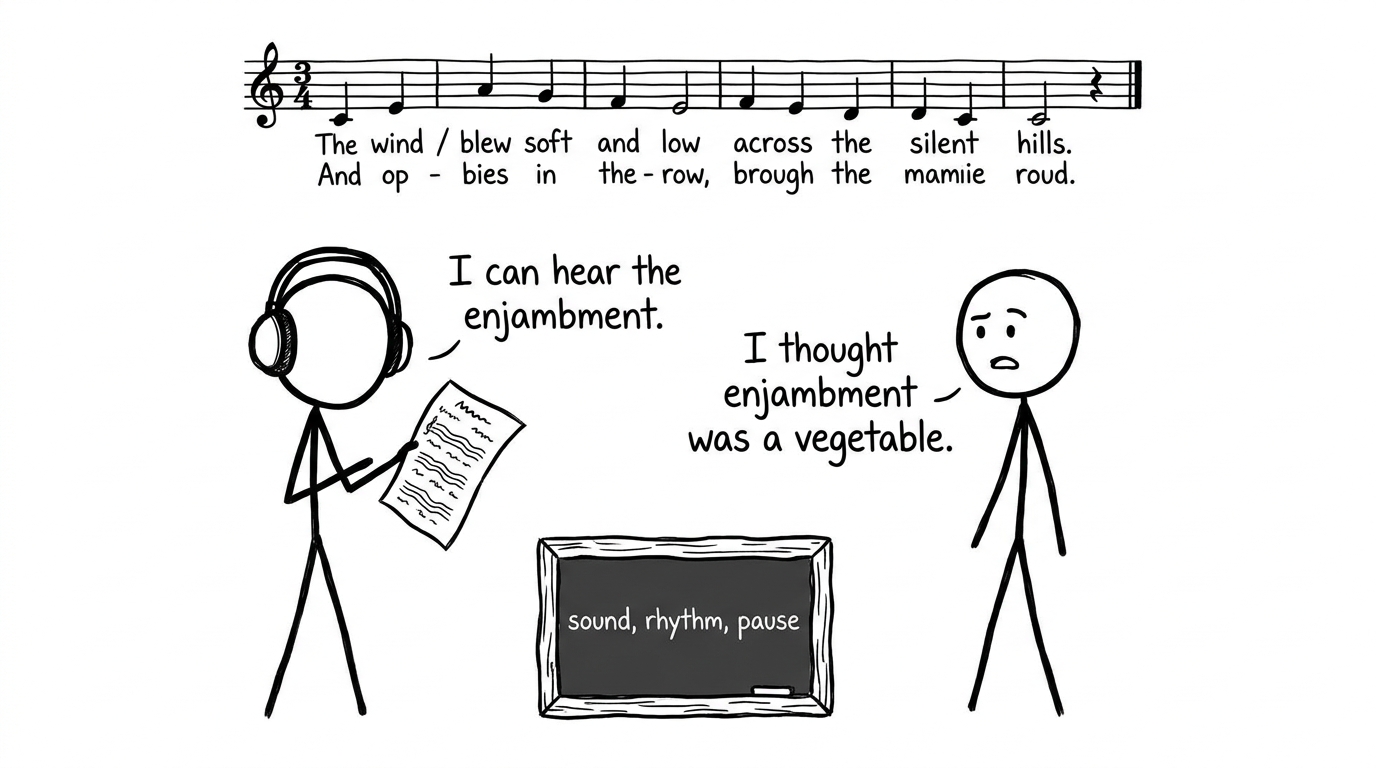 Enjambment as a “vegetable” joke