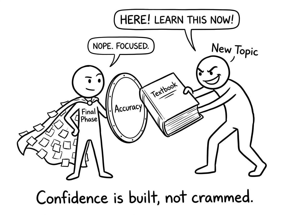 Superhero student blocks the villain New Topic with an Accuracy shield