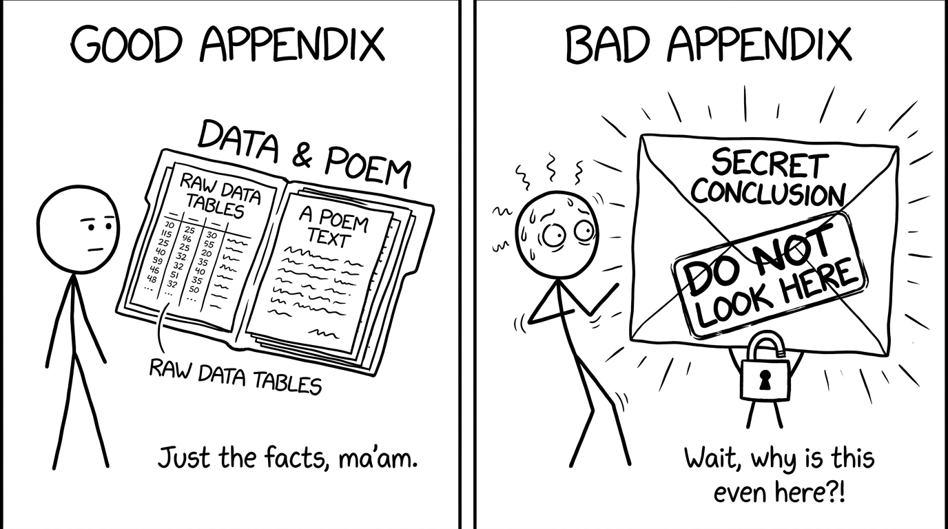 Good appendix vs bad appendix split panel