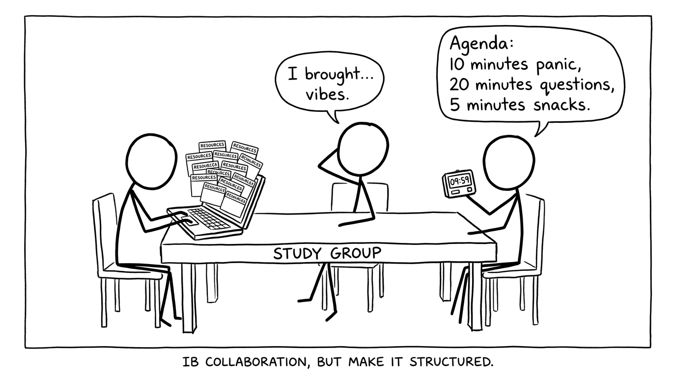 Three students planning a structured study group
