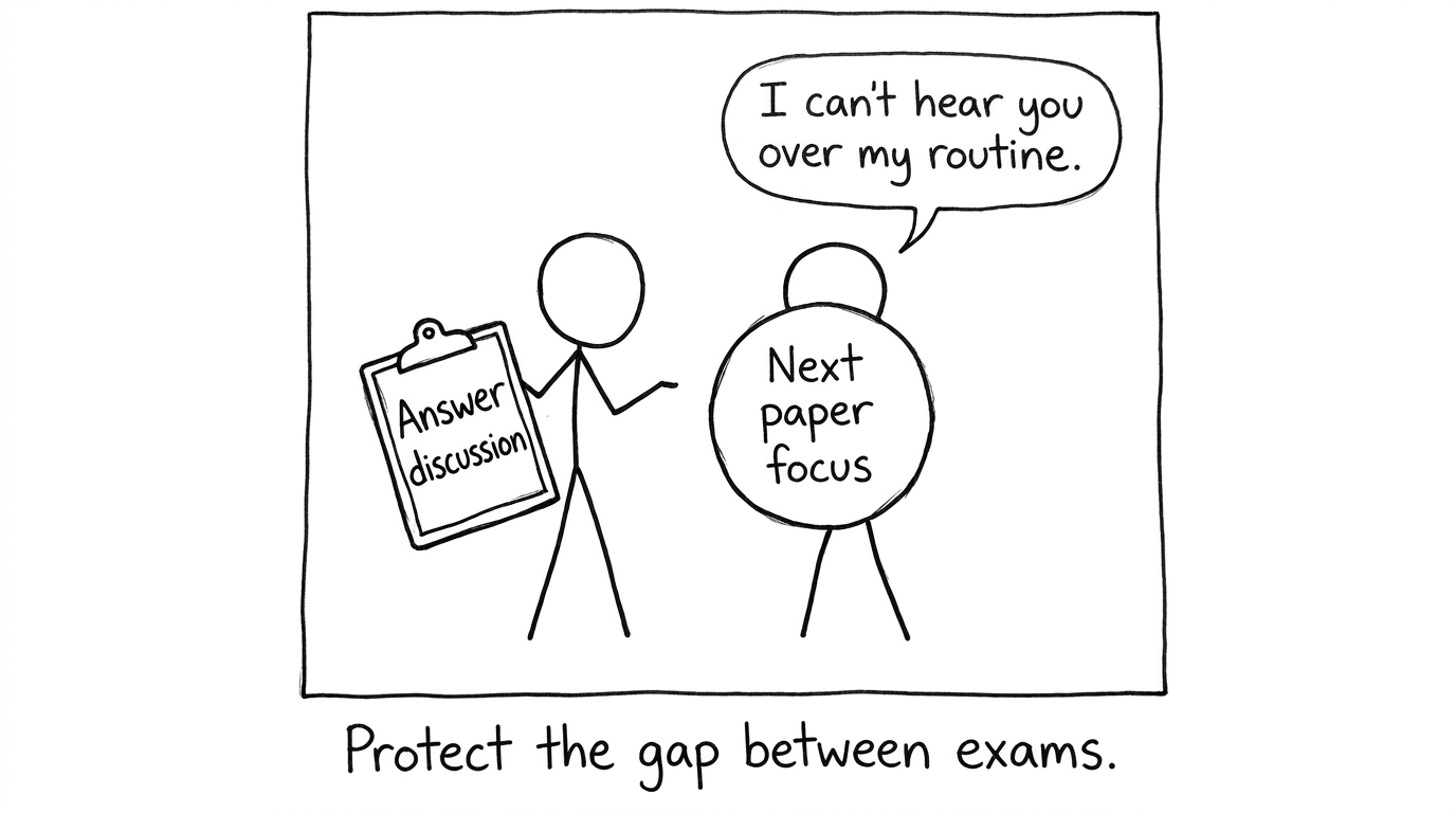 Shielding the gap between exams