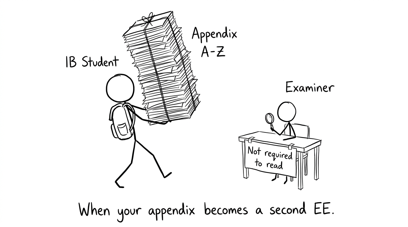 Student hauling Appendix A-Z while examiner ignores
