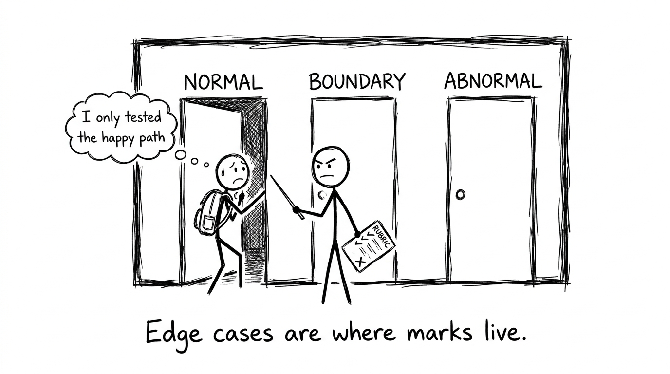 Edge cases are where marks live.