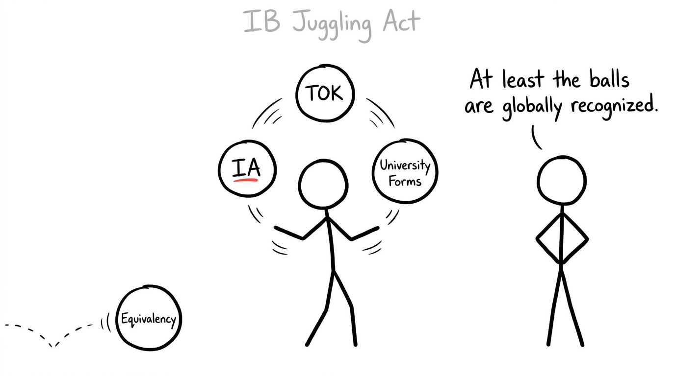 IB juggling university forms comic