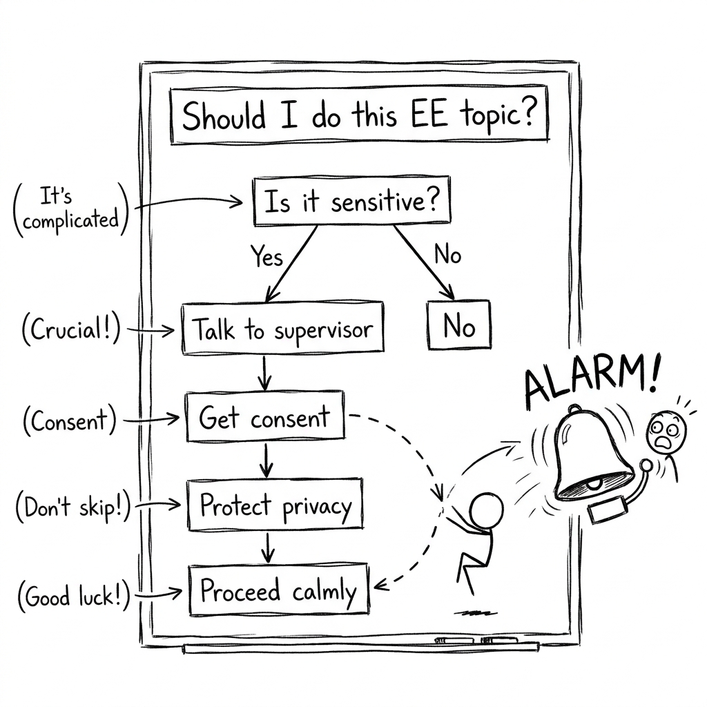 Ethics flowchart with a shortcut alarm