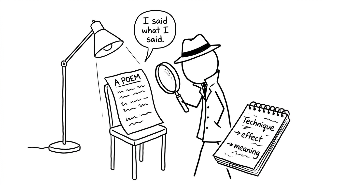 Detective interrogates a poem