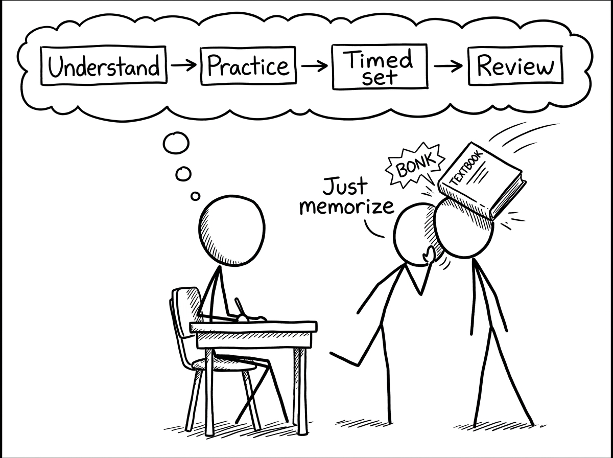 Exam room flowchart bonks the "just memorize" idea