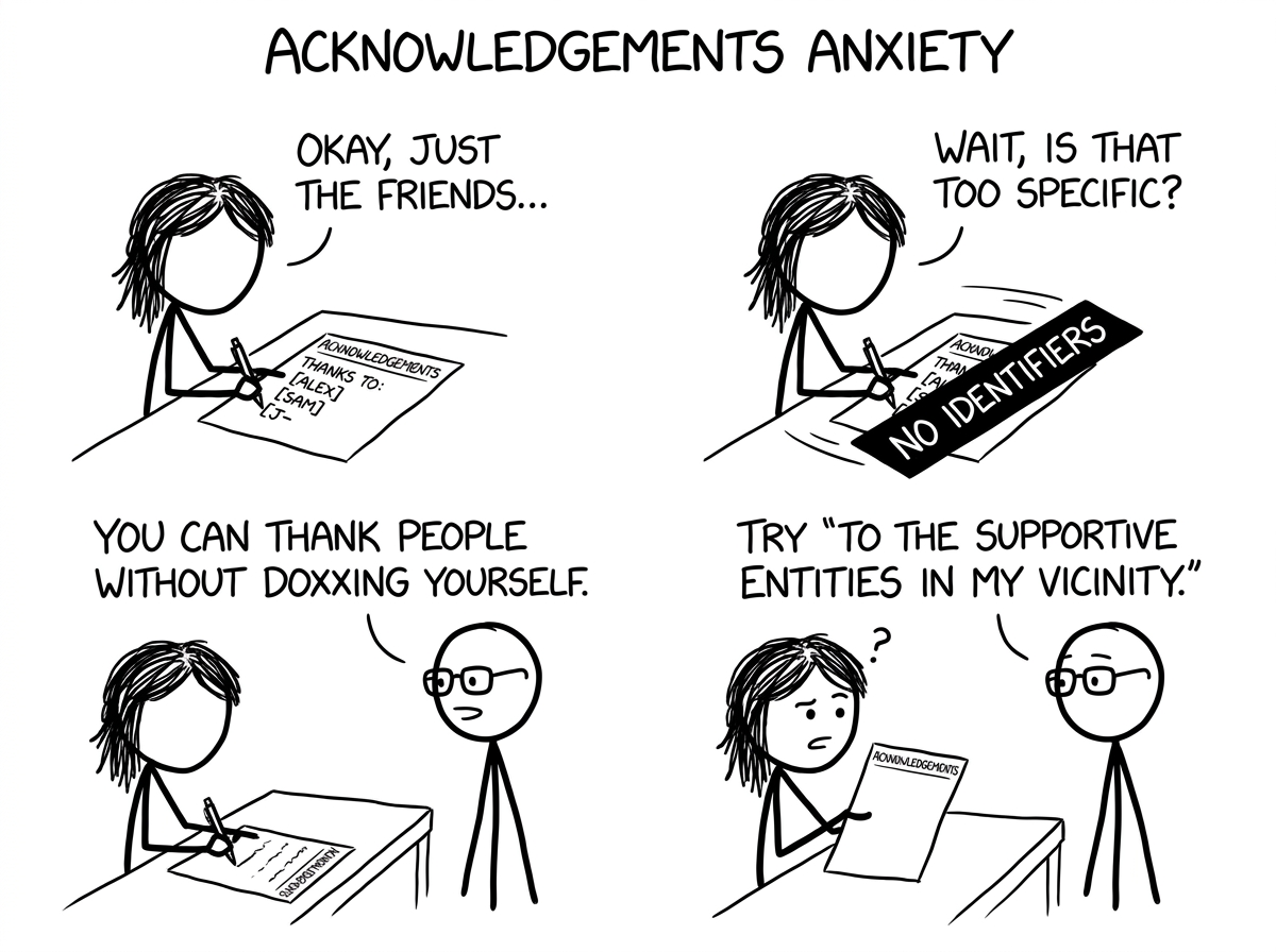 Acknowledgements page trying to dox the student