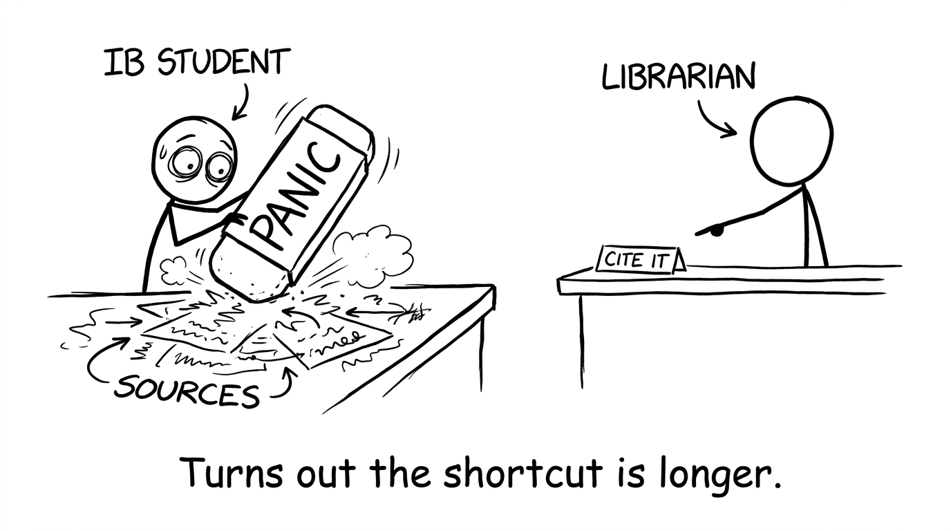 A student tries to erase sources with panic
