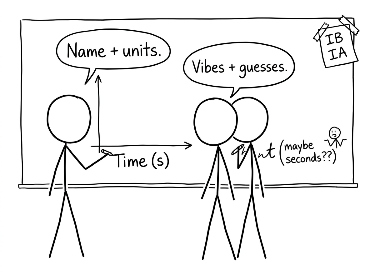 Axis labels: name+units vs vibes