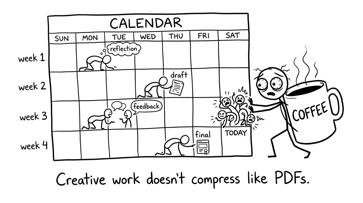 Calendar projects crawling across the week