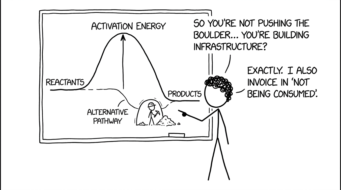 Catalyst builds a tunnel through activation energy
